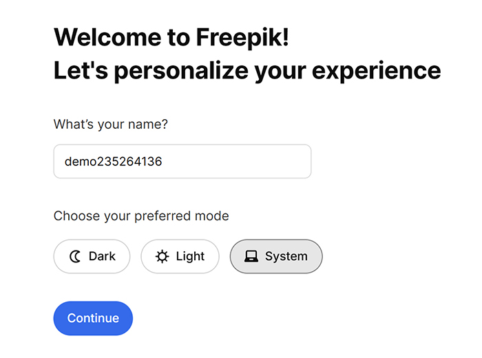 Freepikアカウントの作成方法 ステップ11：ここからいくつかの質問に答える