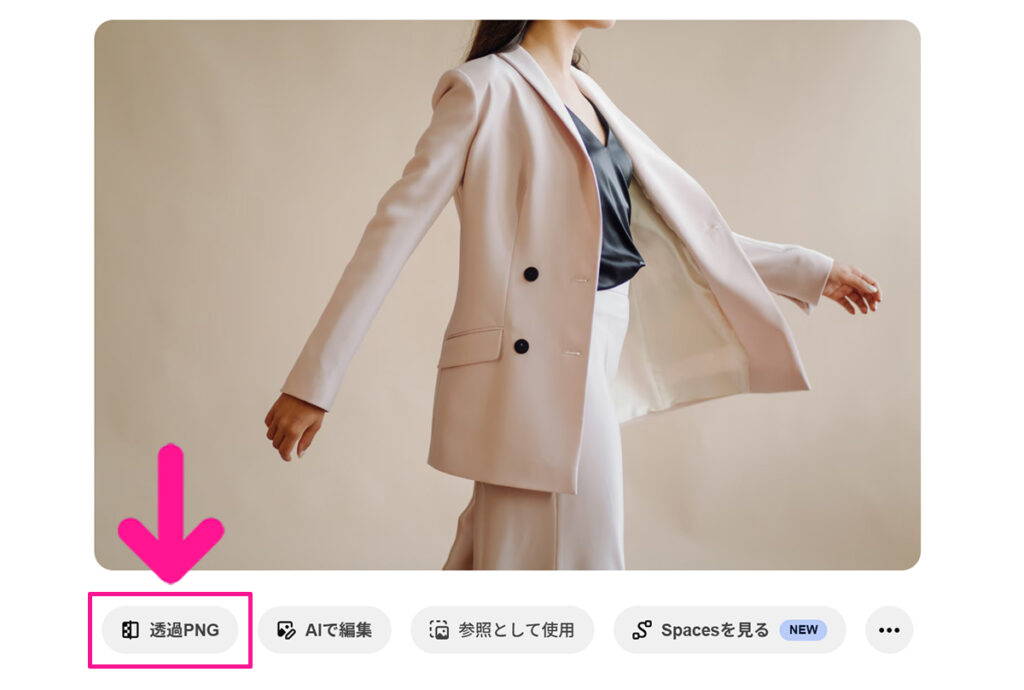 Freepikの使い方 ステップ27：画像の下にある『透過PNG』ボタンをクリックする