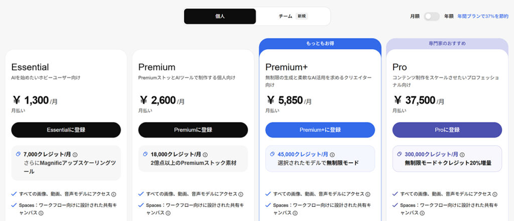 Freepik料金と支払い方法 ステップ3：月単位での契約もできる