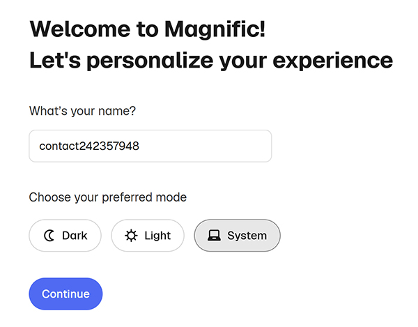 Magnificアカウントの作成方法 ステップ11：ここからいくつかの質問に答える