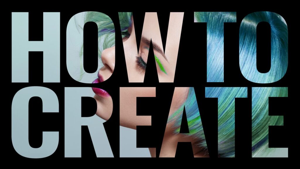 文字の形に写真を型抜きしたタイポグラフィデザインの作例